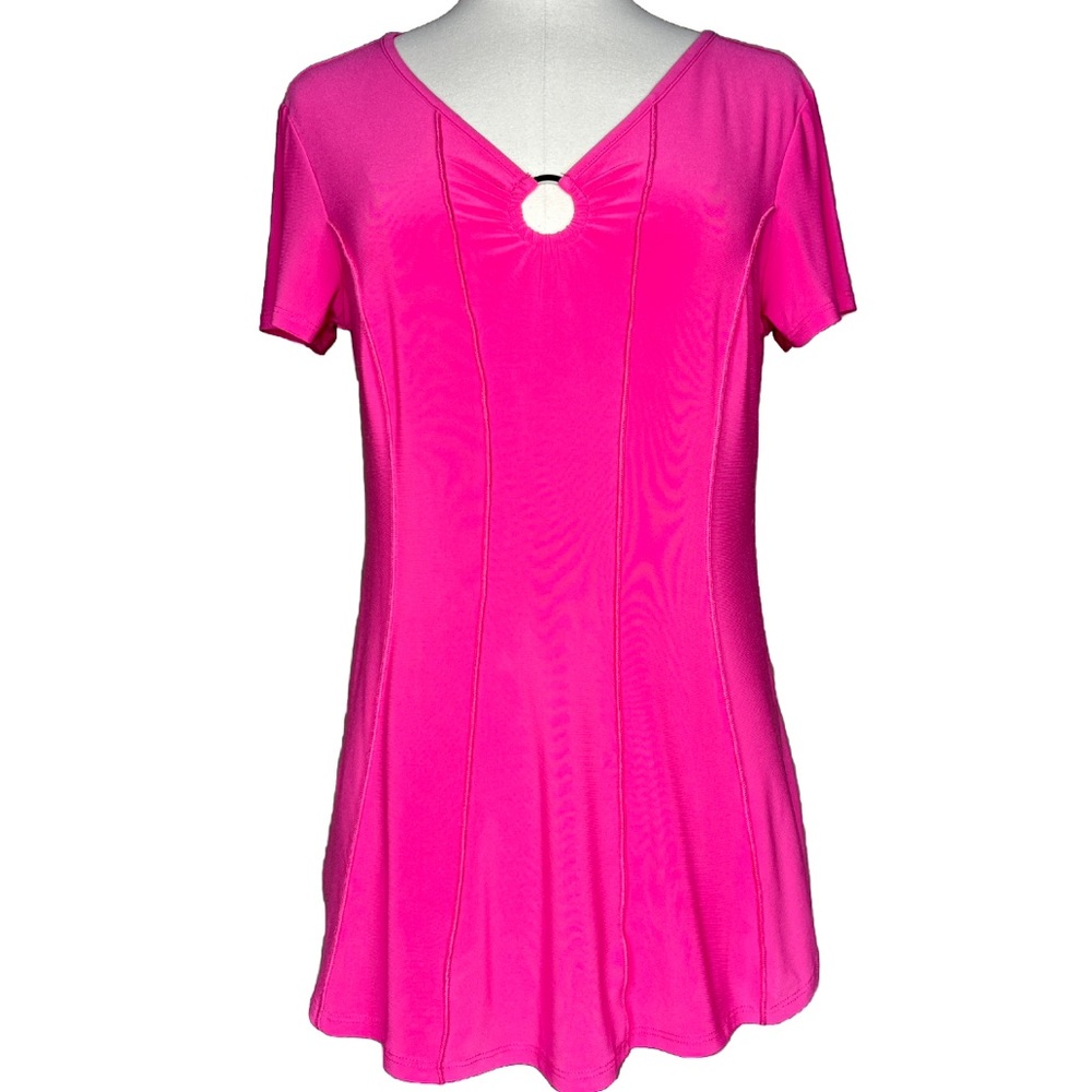 Juniper + Lime Barbie Pink Blouse Top Size S Metal Ring Funhaus Trendy 80s Retro